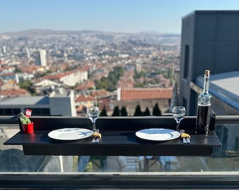 Balkon-Bar-Terrassentisch, Terrassen-Klappmöbel-Dekor, handgefertigter Mid-Century Modern, faltbarer Garten-Esstisch aus Walnussholz