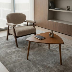 Triangle Coffee Table: Small Ellipse Low Center Tables, Mid Century Modern End Side Table for Livingroom