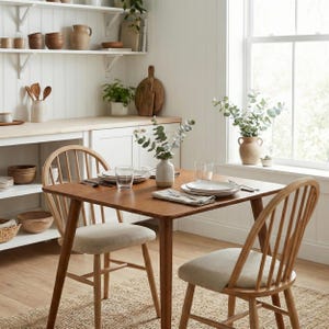 Square Wooden Dining Room Table, Narrow Space Dine Table Kitchen, Modern Small Breakfast Table Dinning Furniture image 4