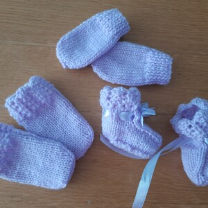 Baby Mittens and Bootees Set - lilac