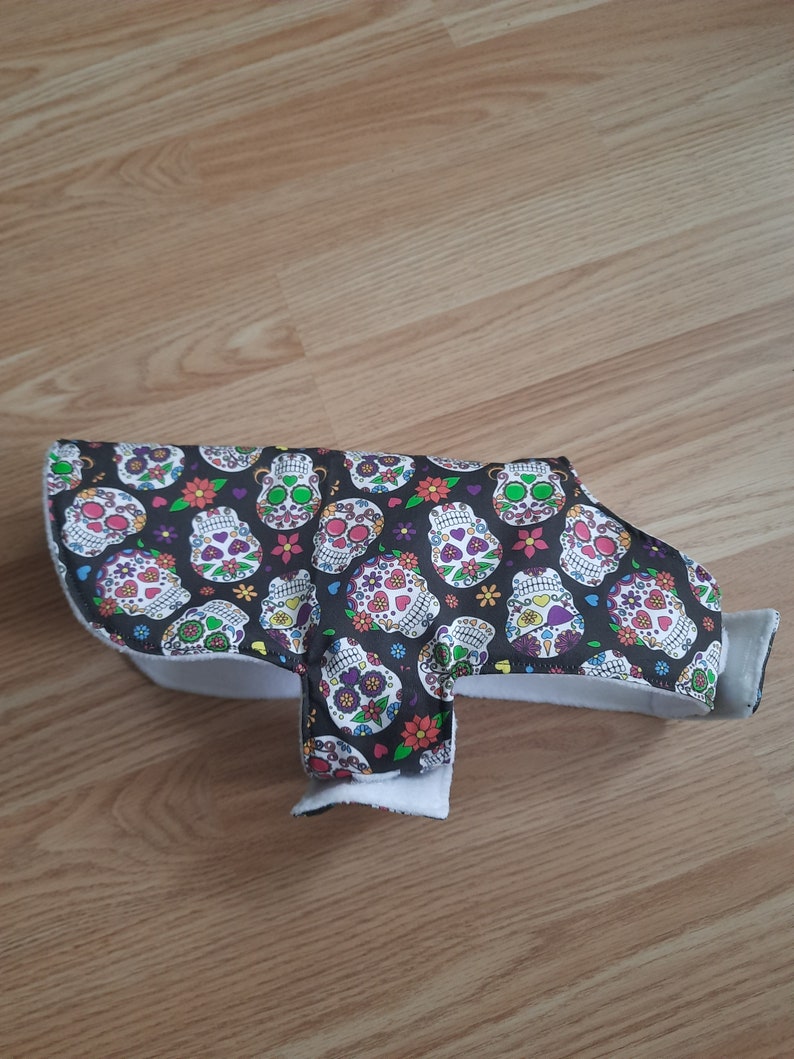 Dog Coat SMALL. sugar skulls image 1