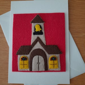 Luxus Handgemachte Grußkarte - Applikation Filz Kirche/ Weihnachtskirche