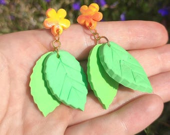 Blume Polymer Clay Ohrringe - Summer Bloom (Polymer Clay, goldenes Metall)