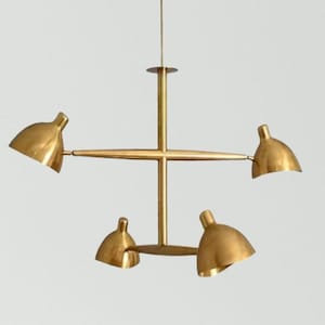 Stilnovo Style 4-Light Brass Sputnik Chandelier | Italian Mid Century Modern Ceiling Light | Handmade Vintage Brass Lighting Fixture