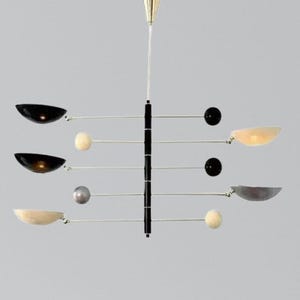 Italian Stilnovo Style Sputnik Brass Chandelier | Mid Century Modern 5-Light Counterweight Pendant Light | Handmade Ceiling Light Fixture