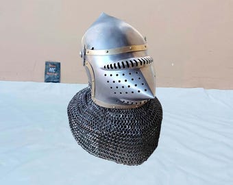 Medieval Knight&#39;s Chainmail Helmet-Crusader Armor Helmet-Medieval Knight Armor Helmet-SCA Larp For Cosplay Fantasy Custume Chainmail Helmet