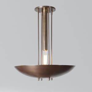Mid Century Brass Ceiling Light Fixture – Italian Flush Mount Chandelier - Handmade Raw Brass Ceiling Lighting Fixture
