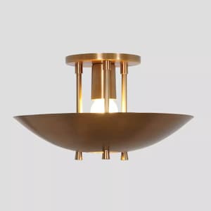 Mid Century Modern Brass Flush Mount Light – Sputnik Ceiling Chandelier, Italian Raw Brass Pendant Chandelier Light Fixture