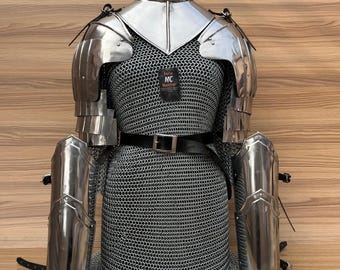 Medieval Knight Body Armor-Handcrafted Chainmail Armor Set,For LARP Reenactments Cosplay Fantasy Custom Armor For Men & Women Halloween Gift