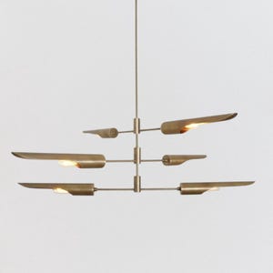 Modern Brass Sputnik Chandelier –6 Arm Stilnovo Pendant Light Fixture | Handmade Mid Century Brass Ceiling Light | Customizable MCM Lighting