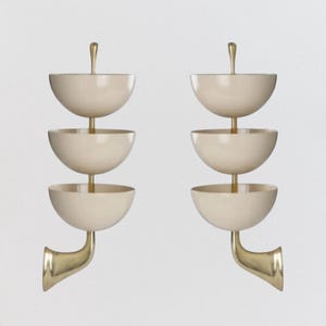 Rare Stilnovo Style Brass Wall Sconces – Mid Century Modern Light – Pair of Italian Modernist Light Fixtures – Handcrafted Vintage Wall Lamp