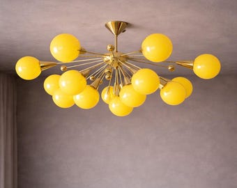 Lámpara colgante italiana de mediados de siglo con 14 luces - Lámpara de techo moderna estilo Stilnovo para comedor, sala de estar y dormitorio.