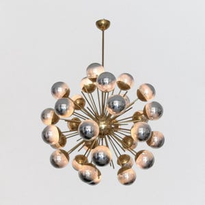Stilnovo Style Sputnik Chandelier – Mid Century Modern Starburst Light Fixture | Italian Brass Ceiling Lamp | Handmade Statement Lighting