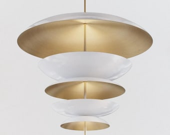Mid Century Modern Brass Chandelier - Handmade 9 Light Brass Pendant - Moderm Ceiling Fixture