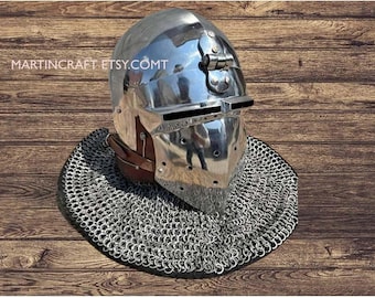 Custom Medieval Chainmail Helmet-Medieval Viking LARP Chainmail Helmet-For Reenactments Cosplay Fantasy Warrior Helmet For Halloween Gift