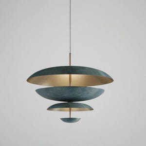 Mid-Century Modern 6-Light Pendant Light | 1950s Italian Style Brass Sputnik Chandelier | Cosmic Duo Flush Mount Lighting Fixture