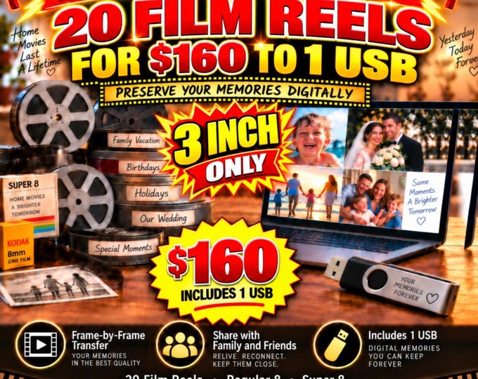 8 mm or Super 8 mm Film transfer to USB