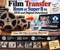 Film Transfer 8mm or super 8 to DVD and Digital Download