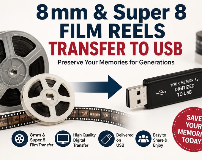 8 mm or Super 8 mm Film transfer to USB