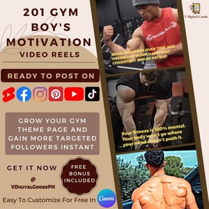 Gym Motivation-videorollen: bewerkbare canva-fitnesscontent (digitale download)