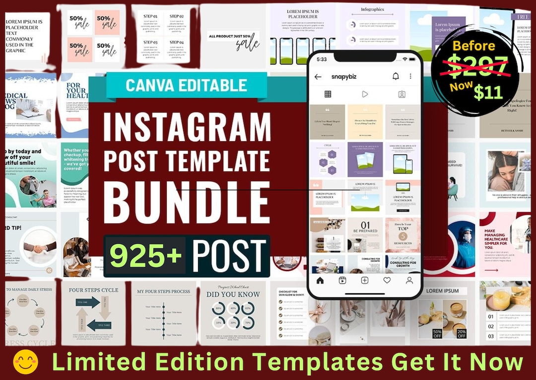 930+ Instagram Post Templates: Canva Editable Bundle - Etsy