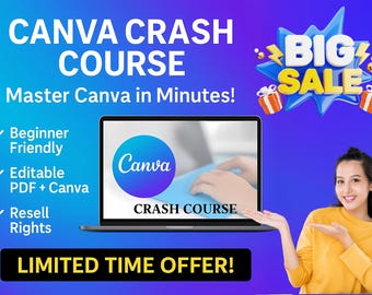Canva Crash Course for Beginners with MRR & PLR | Editable PDF + Canva Template