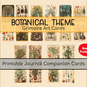 Cartas de Arte Botânica Imprimíveis para Grimório - 20 designs florais e de ervas diferentes