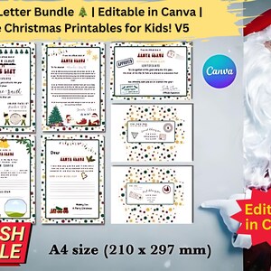 Pacote de Cartas do Papai Noel | Editável no Canva | Fofos Imprimíveis de Natal para Crianças! V5