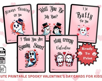 Spooky Valentine's Day Cards for Kids: Kawaii Goth Printable (PDF)