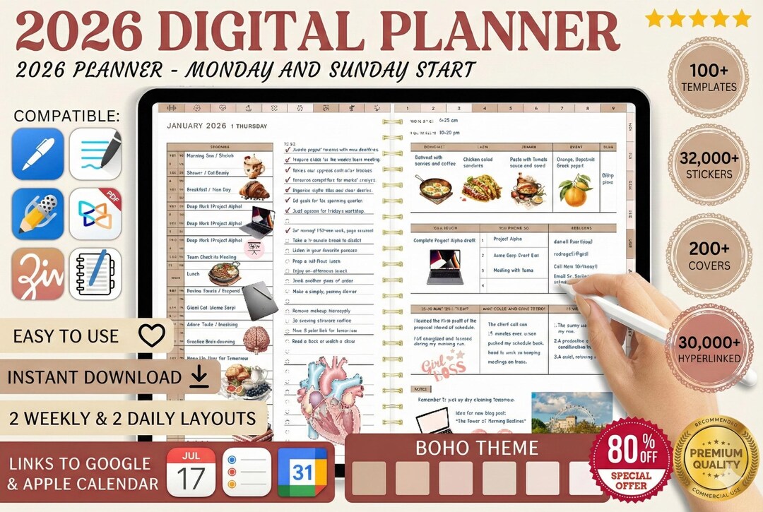 Ultimate 2026 Digital Planner for Goodnotes | 16 Layouts + 4200 ...