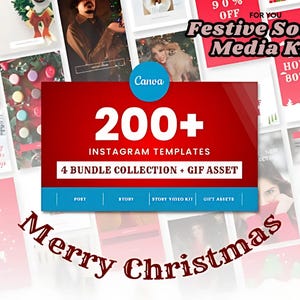 Christmas Instagram Post & Story Canva Templates | Festive Social Media Kit