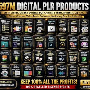 1597M+ Digital PLR Mega Bundle: eBooks, Graphics, Videos, Audio