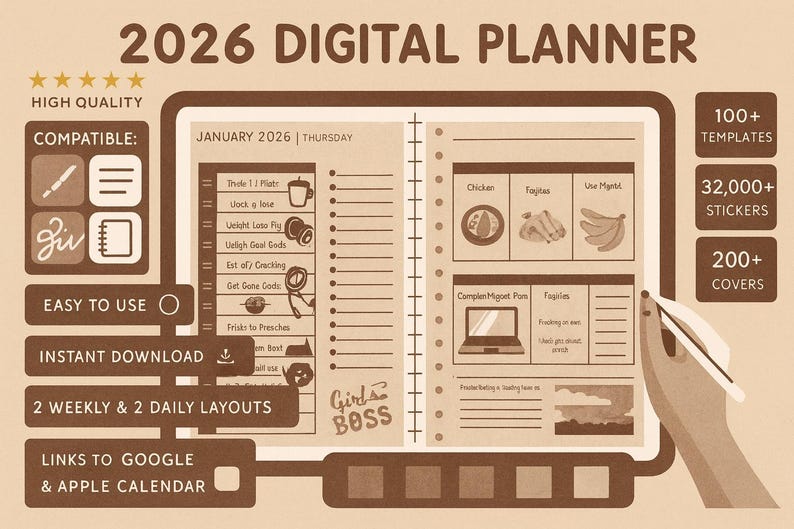 Ultimate 2026 Digital Planner for Goodnotes | 16 Layouts + 4200 ...
