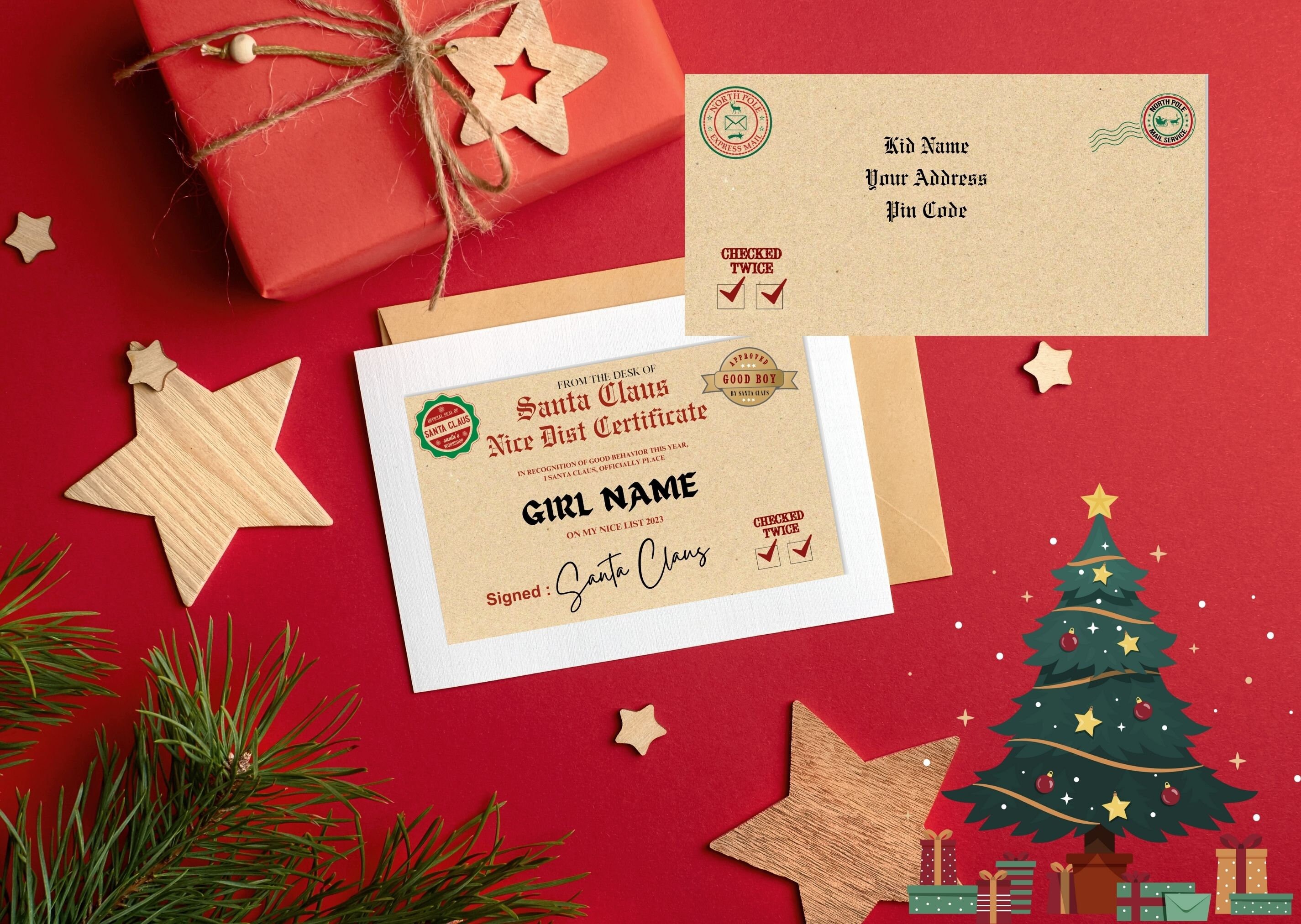 Personalized Letter From Santa Official Nice List Certificate, Christmas Santa Letter Editable