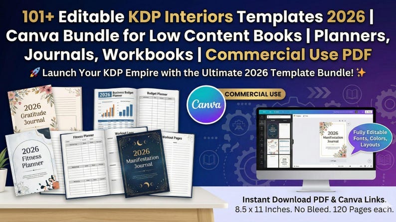 101+ Editable KDP Interiors Templates 2026 | Canva Bundle for Low ...