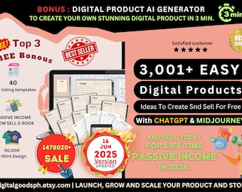 3001+ Etsy Digital Product Ideas: AI Art, E-books, & More (Digital Download)