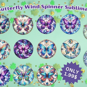 11 Butterfly Wind Spinner Sublimation png, Digital Design, Sublimation Design, 300 DPI Butterfly Wind Spinner Digital Download