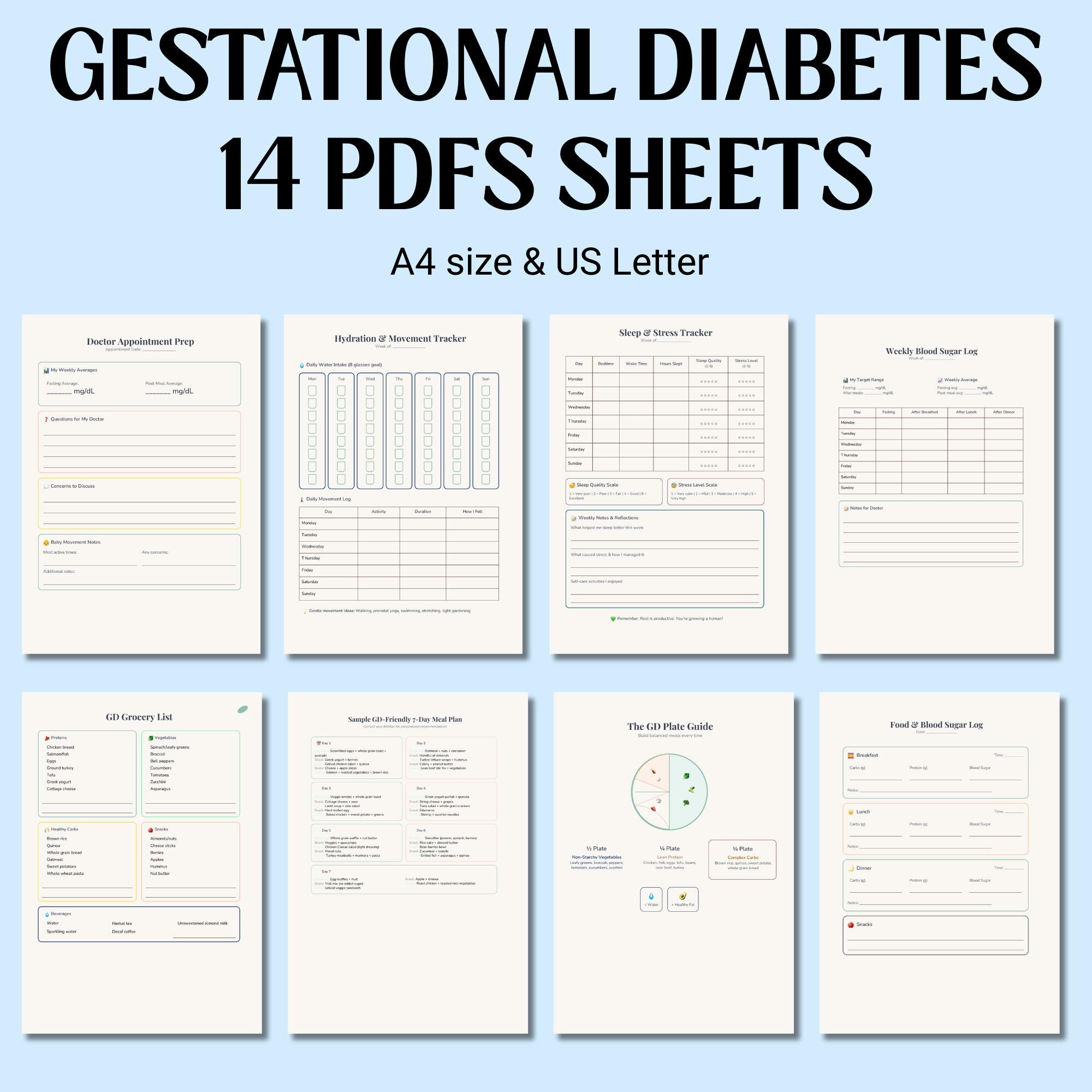 Gestational Diabetes Planner Printable | GD Pregnancy Tracker | Blood ...