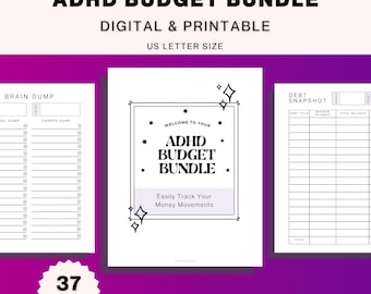 ADHD BUDGET BUNDLE | guided money sheets and habit tracker | printable pdf