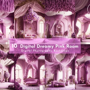 10 Digital Backdrops, Dreamy Pink Indoor Maternity Sets, Maternity Backdrop Overlays, Photography Digital Backgrounds, Wedding, Photoshop