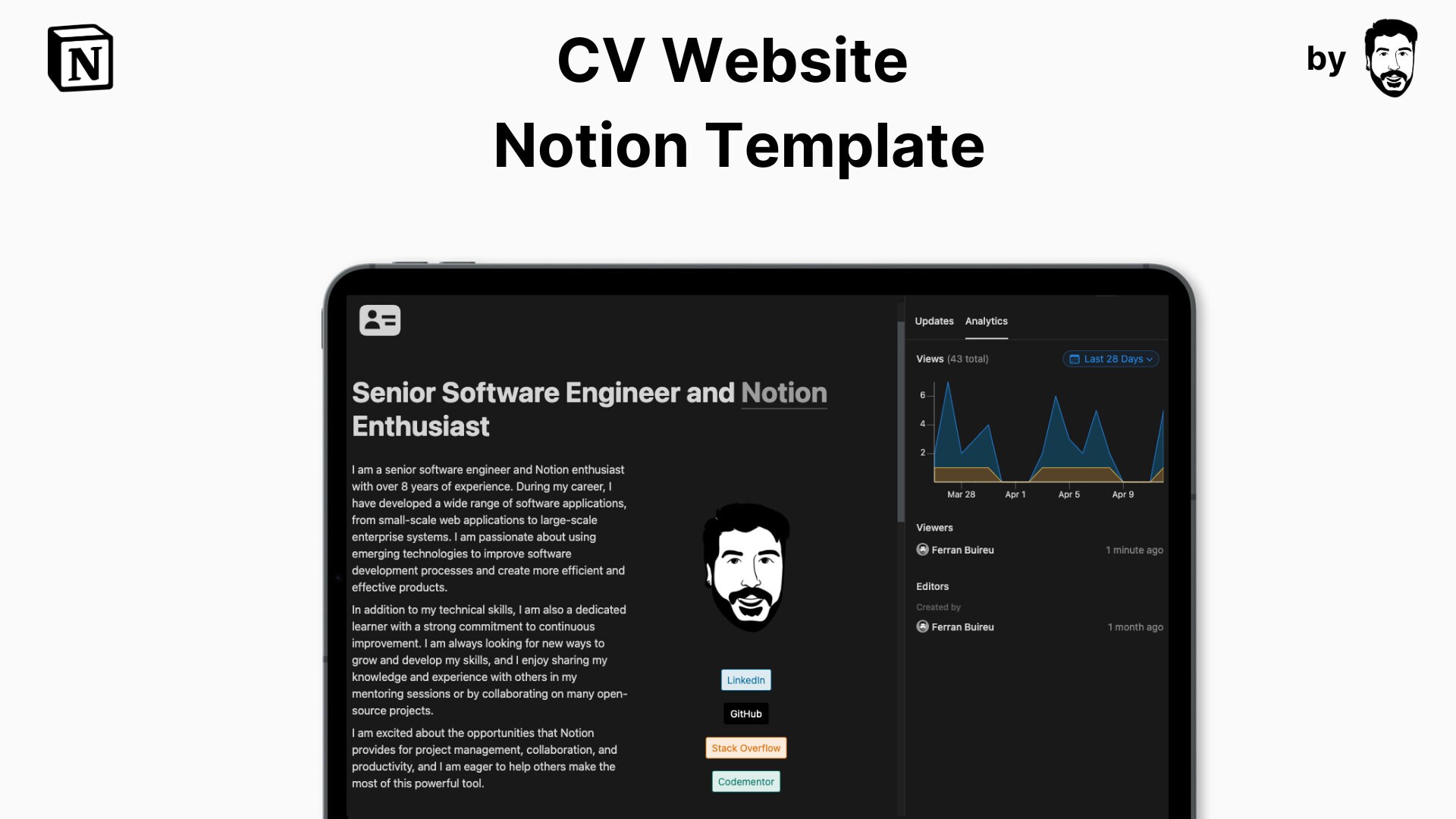 Notion Example Cv CV Website Notion Template - Etsy