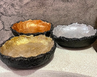 Crusted Organic Lava Bowl- Jewelry Tray- Key Holder- Unique Centerpiece- Concrete Decorative Bowl -  Gift for Her