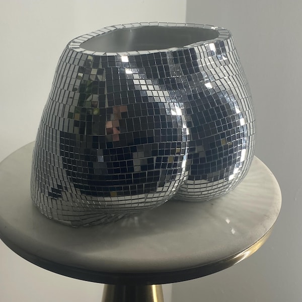Discoballenvaas | Sprankelend spiegelglas booty plantenbakvaas | Grappig woondecoratiecadeau voor haar | Boho plankaccent