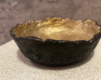 Crusted Organic Lava Bowl-Jewelry Tray- Key Holder- Unique Centerpiece- Concrete Decorative Bowl - Gift for Her