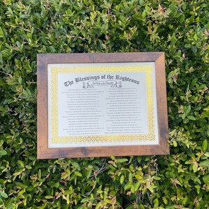 The Blessings of the Righteous Set Forth in the Proverbs - Scripture Designs - Bible Prints - Gold - Parchment - Framed