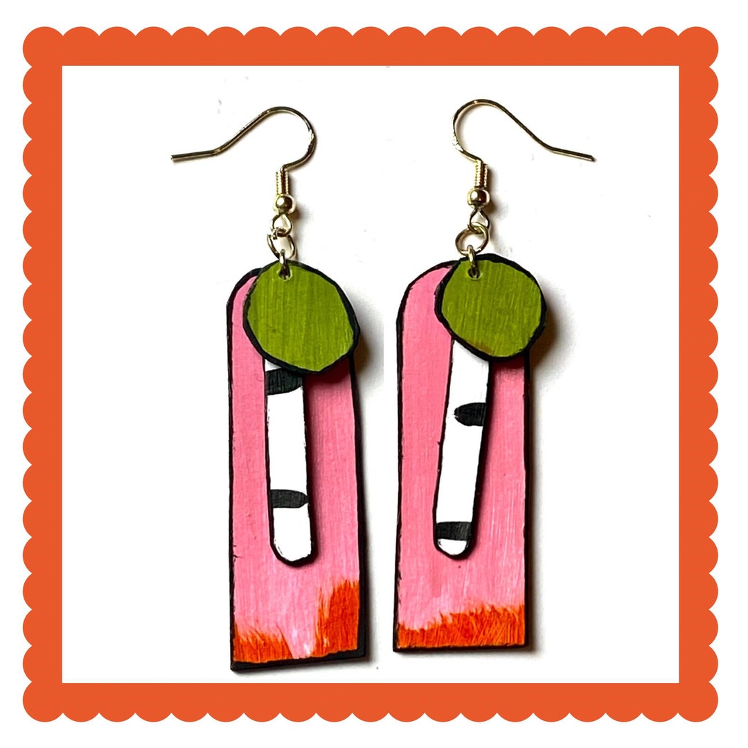 Hand Painted Paper Earrings Etsy