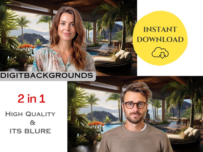 Tropical Background, Zoom Meetings, Blurred Zoom Virtual Background