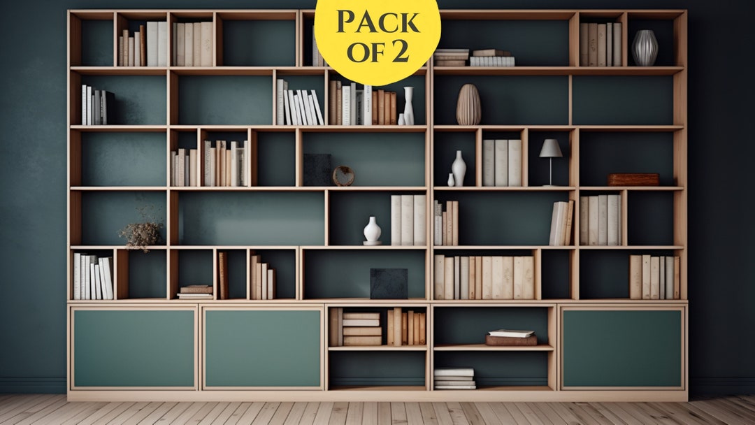 Teal Bookcase Background for Zoom Meeting, Home Office Zoom Backdrop