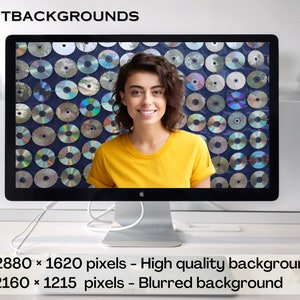 Compact Discs Wall Backdrop for Zoom Meetings, Blurred Zoom, Virtual ...