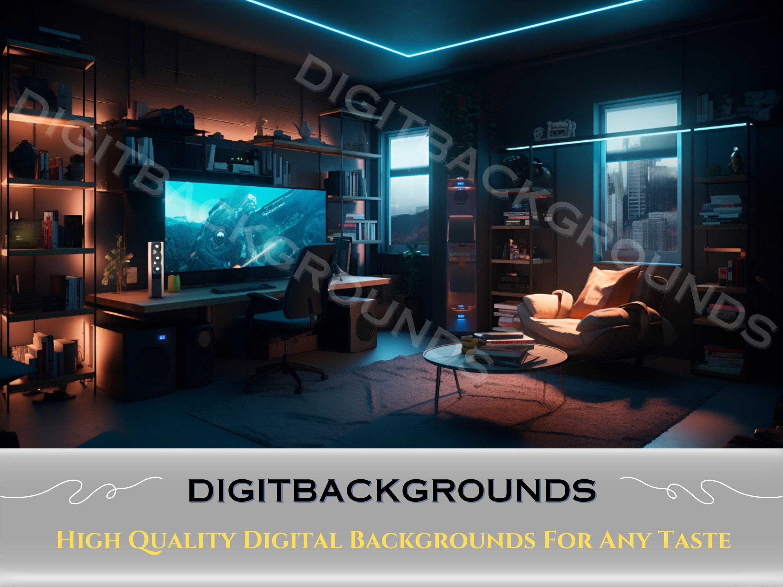 Gamer Room Background, Zoom Meetings, Metaverse Zoom Backdrop, Gamers